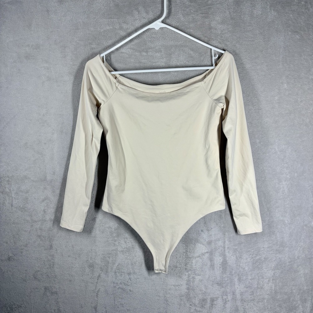 Nuuds Long Sleeve Bodysuit Size M Bodycon Layering Neutral Basic